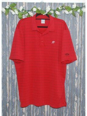Callaway Golf Men's XL Red Striped Polo Shirt Dri-Fit Short Sleeve Wicking Athle